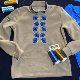 Капюшонки и спортивные кофты с полной запечаткой: Фліска вишиванка Блакитні Квіти